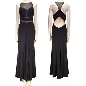 CLARISSE Low-back Prom Dress Mesh Contemporary Fitted Long Black Evening Gown 6